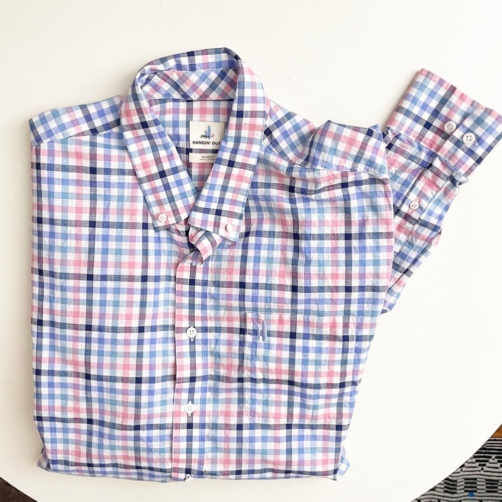 Johnnie-O Men’s Damien Classic fit Check Print Button Down Shirt Size XL